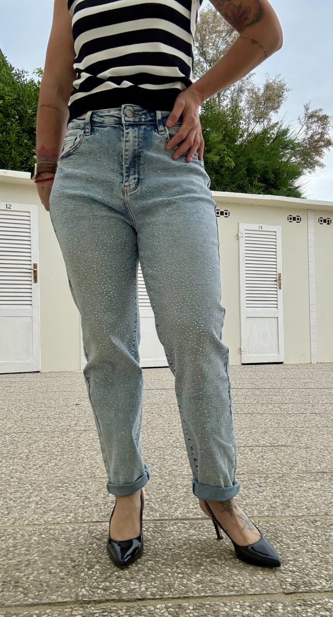 JEANS CHIARO MOM BRILLANTINI - immagine 4