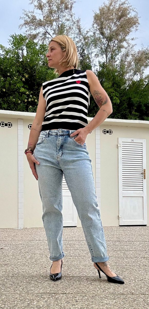 JEANS CHIARO MOM BRILLANTINI - immagine 2