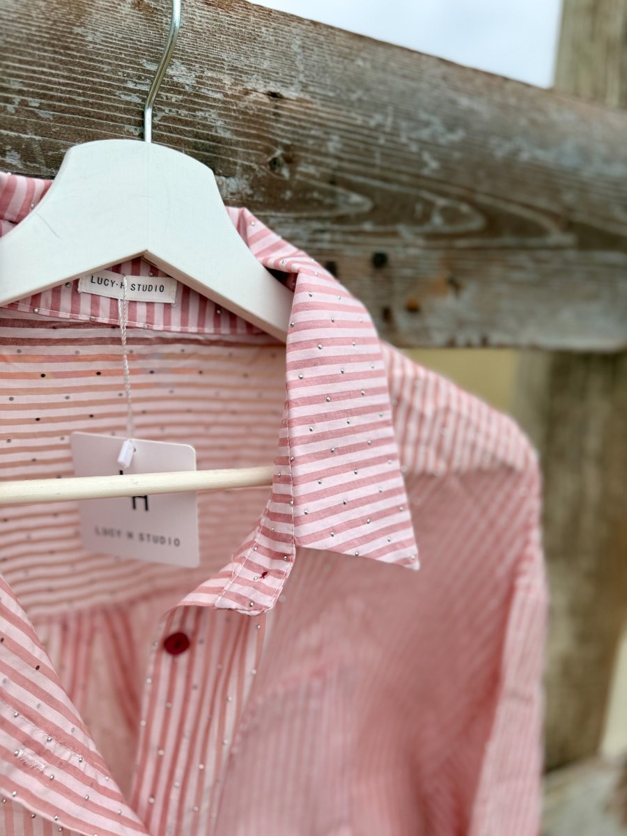 CAMICIA GESSATA SEMI-TRASPARENTE CON BRILLANTINI - immagine 6