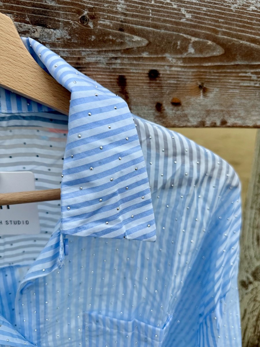 CAMICIA GESSATA SEMI-TRASPARENTE CON BRILLANTINI - immagine 8