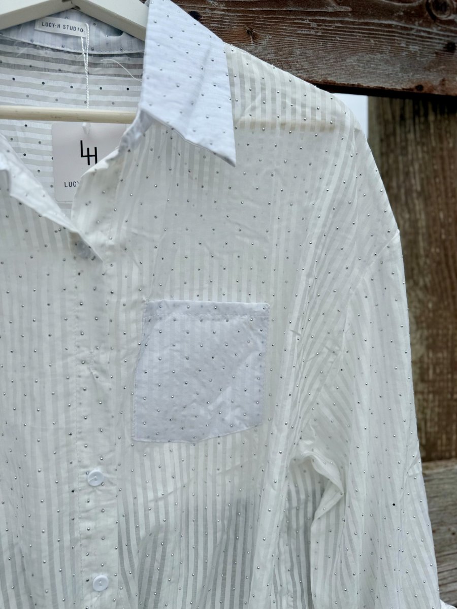 CAMICIA GESSATA SEMI-TRASPARENTE CON BRILLANTINI - immagine 4