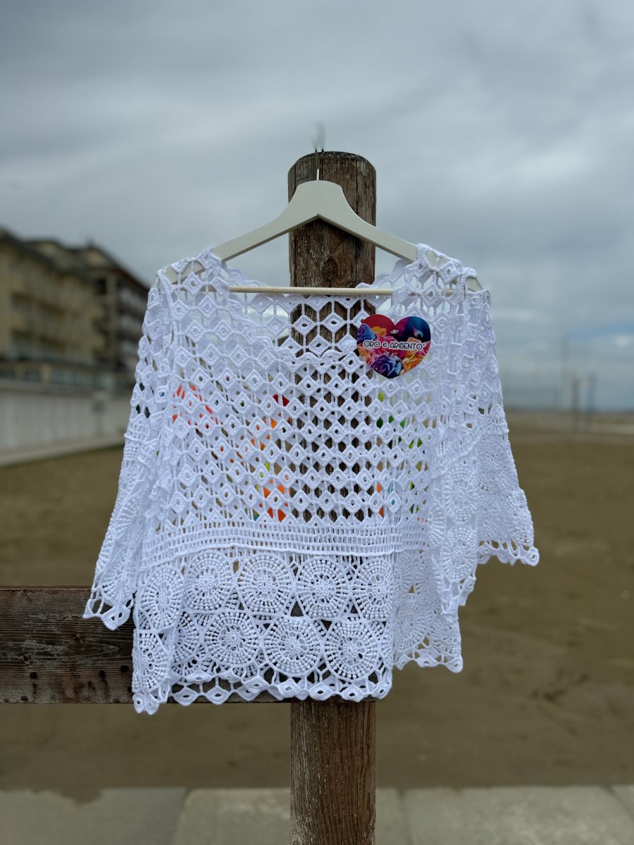 MAGLIA EFFETTO CROCHET MANICA 34 - immagine 5
