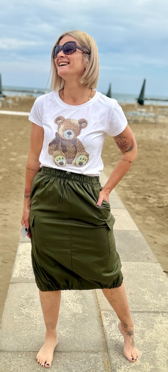 TSHIRT TEDDY CON BRILLANTINI MULTICOLOR - immagine 2