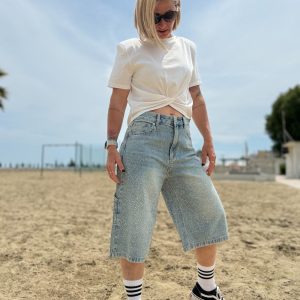 BERMUDA CON BRILLANTINI ELASTICIZZATO