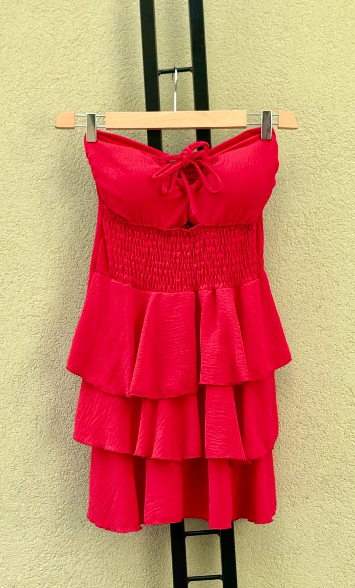 MINI ABITO SENZA SPALLINE CON BALZE TAGLIA UNICA - immagine 5