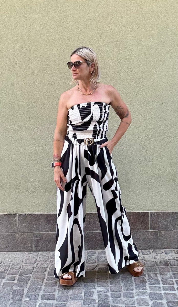 JUMPSUIT SENZA SPALLINE A PALAZZO FANTASIA - immagine 4