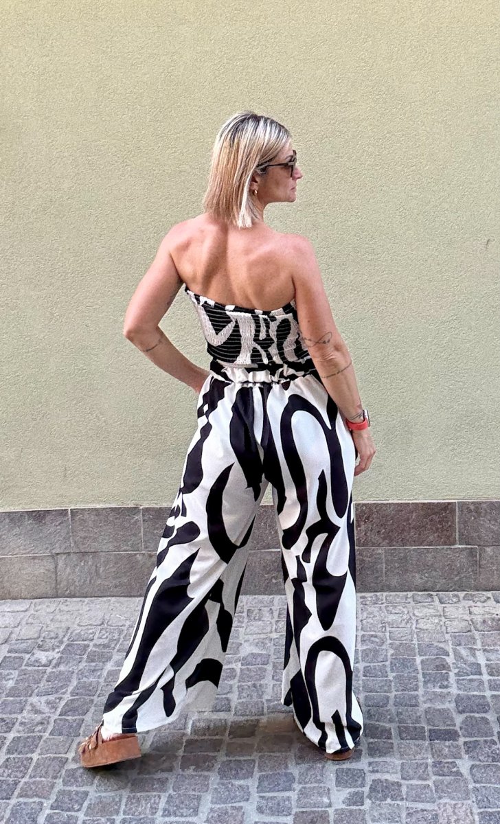 JUMPSUIT SENZA SPALLINE A PALAZZO FANTASIA - immagine 5