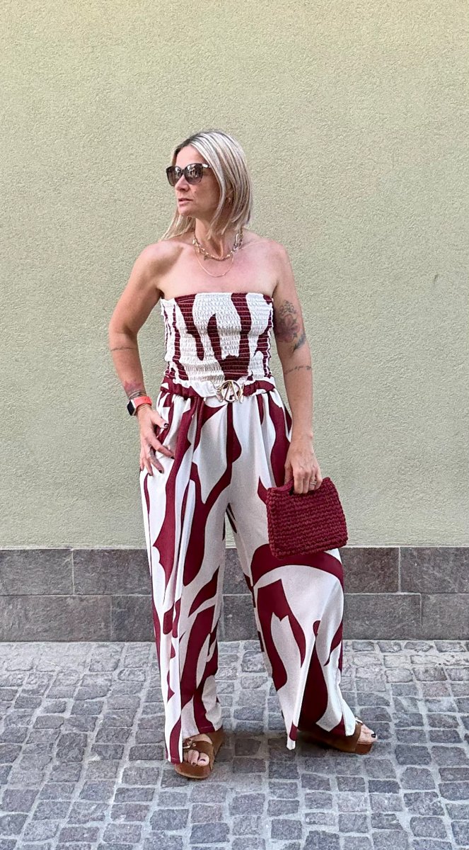 JUMPSUIT SENZA SPALLINE A PALAZZO FANTASIA - immagine 2