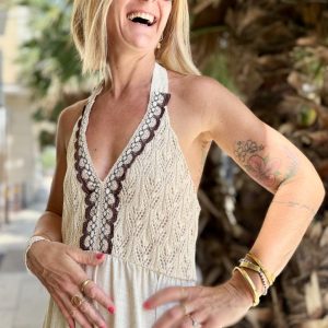 ABITO LUNGO CORPETTO UNCINETTO SCHIENA NUDA