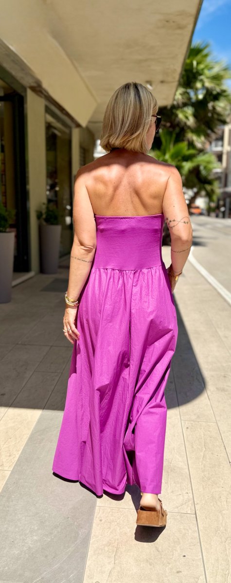 ABITO LUNGO SENZA SPALLINE CON TASCHE IN COTONE - immagine 5