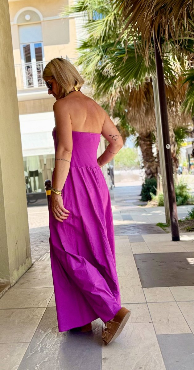 ABITO LUNGO SENZA SPALLINE CON TASCHE IN COTONE - immagine 3