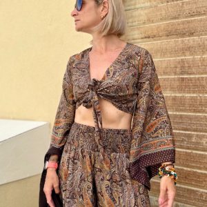 COMPLETO TOP E PANTALONE SETA INDIANA