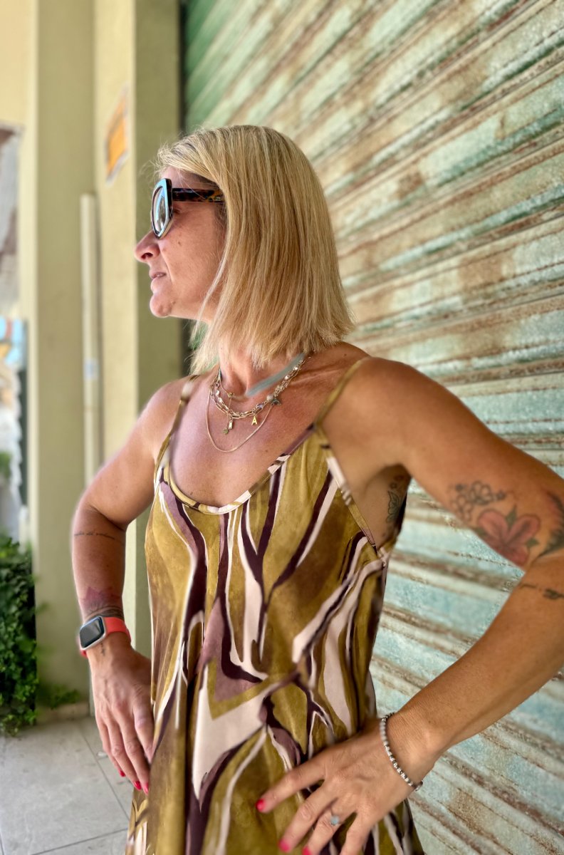 ABITO LUNGO SVASATO FANTASIA EFFETTO SETA - immagine 5