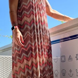 ABITO PLISSÉ SVASATO CON FANTASIA LAMINATA