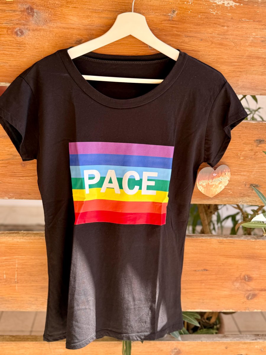 TSHIRT STAMPA PACE ARCOBALENO - immagine 2