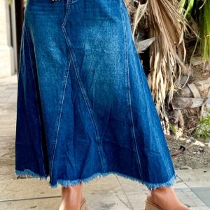 GONNA DI JEANS SVASATA CON FRANGE