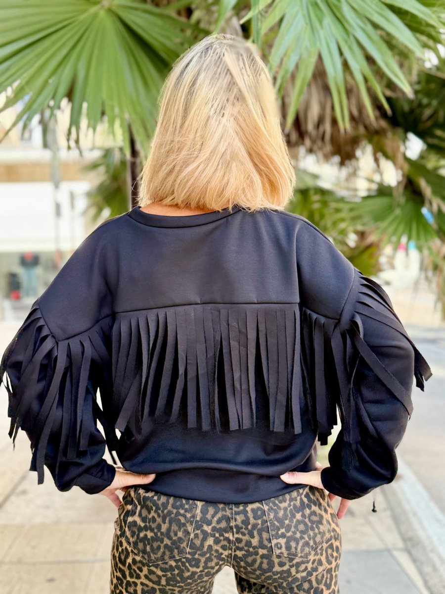 FELPA TAGLIO OVER CON FRANGE - immagine 3