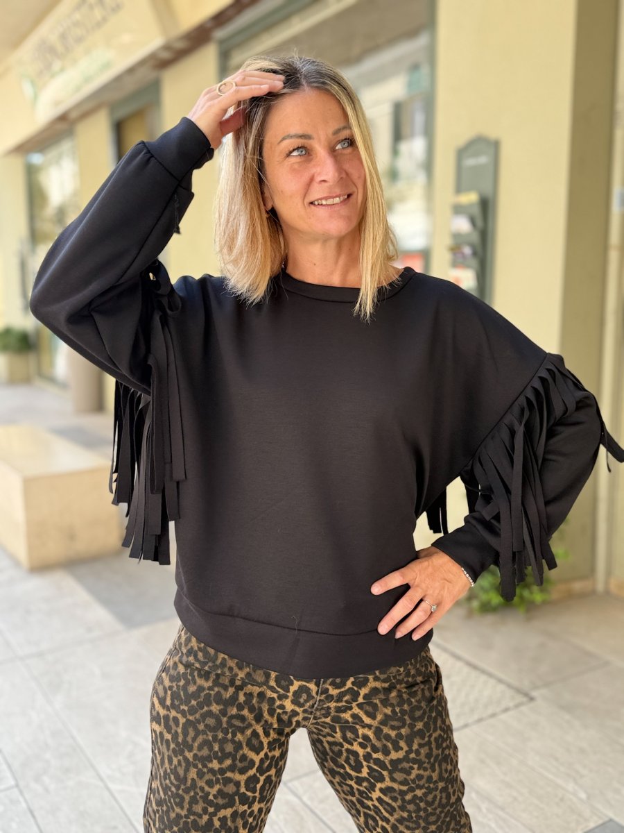 FELPA TAGLIO OVER CON FRANGE - immagine 4