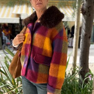 CAPPOTTO IN LANA CON COLLO IN ECO PELLICCIA