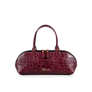 Bauletto in pelle, PRISCILLA Bordeaux