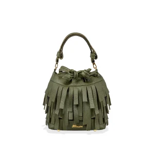 Secchiello in pelle GIORGINA FRANGE Verde