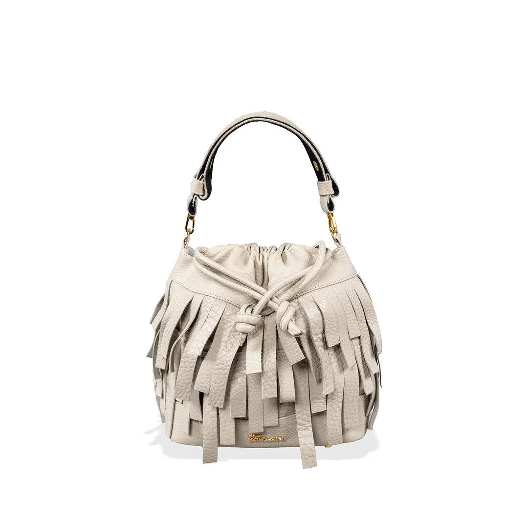 Secchiello in pelle GIORGINA FRANGE Gesso