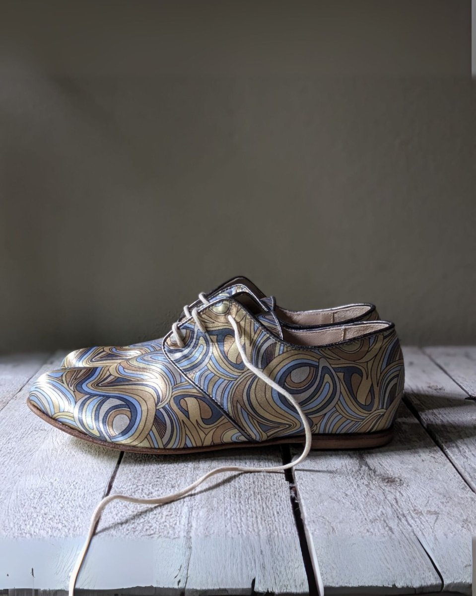 Scarpa derby allacciata Miranda flat con zeppa in tessuto fantasia - immagine 4