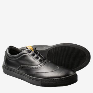 RICKY sneakers brogue – microfibra nera- veganshoes