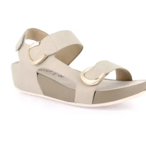 GRUNLAND SANDALO ZEPPA VELCRO BEIGE