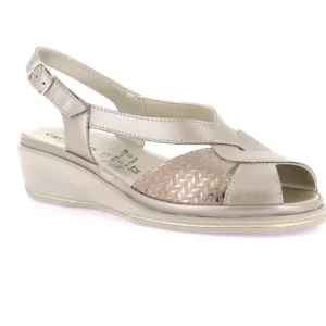 GRUNLAND SANDALO CONFORT PELLE TORTORA