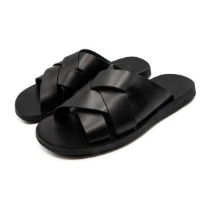 Sandali ciabatta da uomo cuoio nero Sorrento