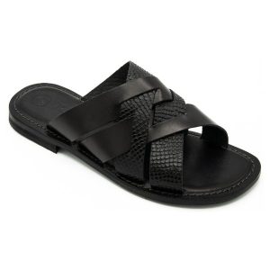 Ciabatta da uomo in cuoio nero Palau