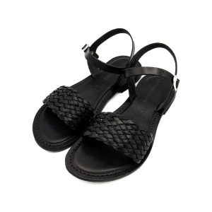 Sandali con cinturino in cuoio nero Baracoa