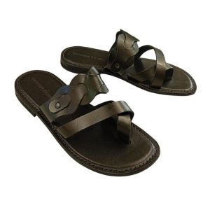 Sandali da uomo in cuoio nero Viareggio