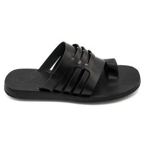 Sandali da uomo neri in cuoio Golfo Aranci