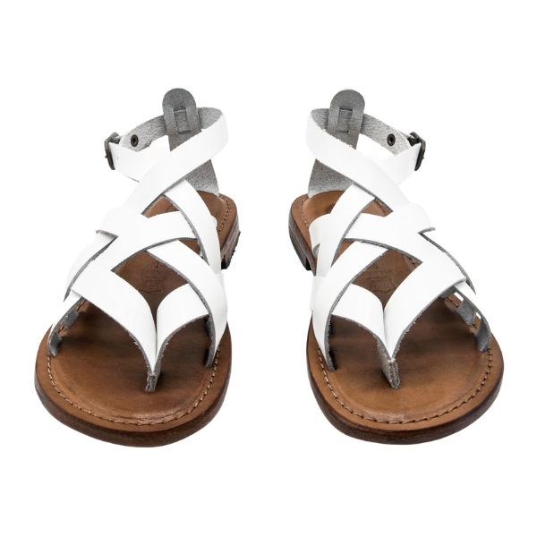 Sandali infradito donna in cuoio bianco Moa - immagine 3