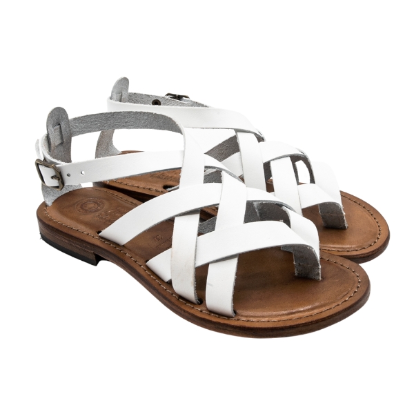 Sandali infradito donna in cuoio bianco Moa - immagine 4