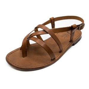 Sandali uomo in cuoio color cuoio Amalfi