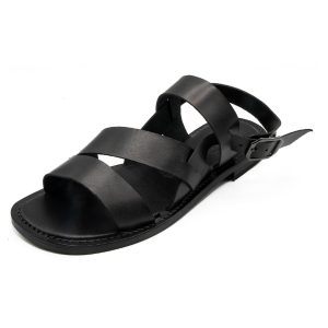 Sandali uomo in cuoio nero Scafati