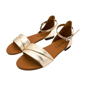 Sandalo oro in cuoio con cinturino Diva