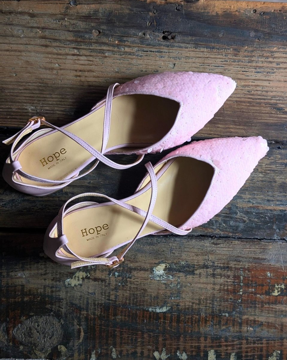 Ballerina a punta Vale in nappa e tessuto di paillettes rosa cipria - immagine 7