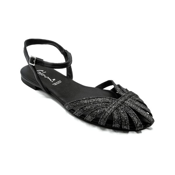 Ballerine con cinturino glitter nero Dais