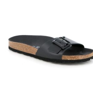 GRUNLAND CIABATTA PELLE MONOFASCIA TOTAL BLACK