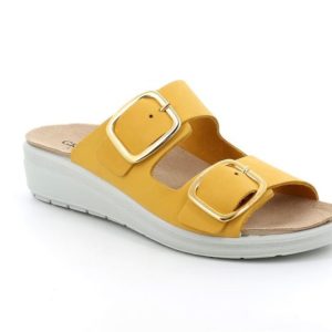 GRUNLAND CIABATTA ZEPPA PELLE OCRA