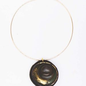 Collana artigianale in pelle Mod. Fuoco Dorè