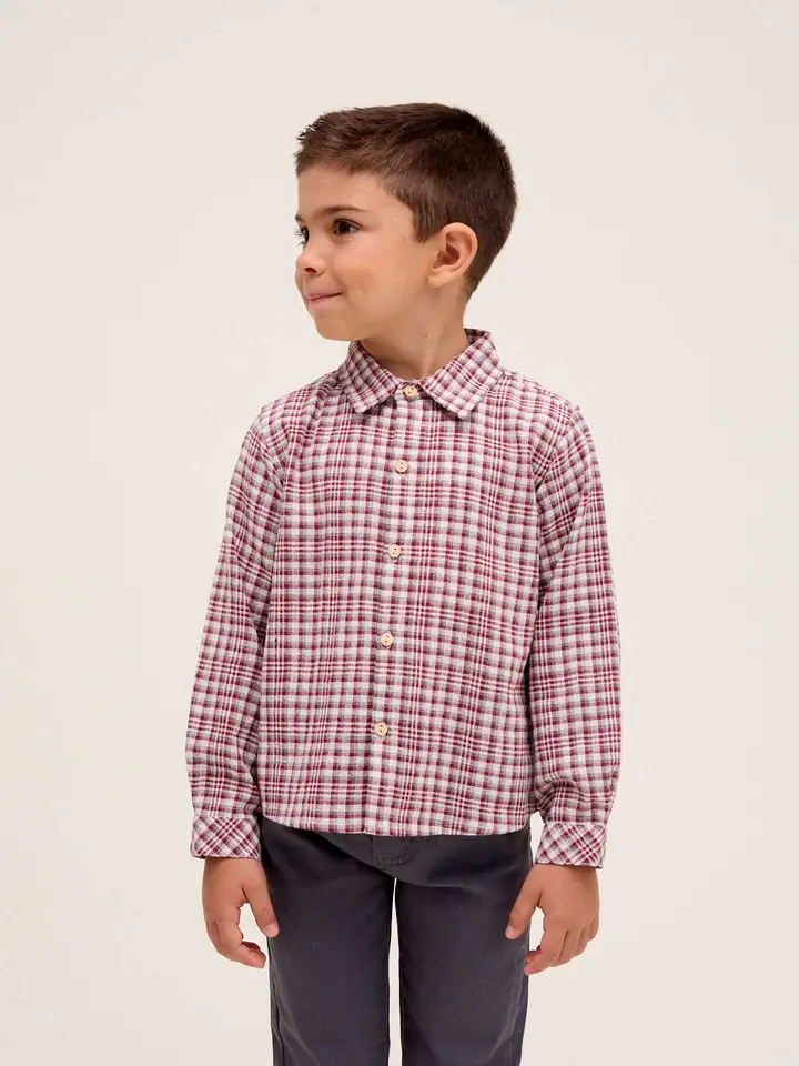 Camicia a quadri bordeaux - immagine 2