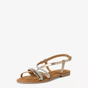 TAMARIS SANDALO BASSO PELLE PLATINO