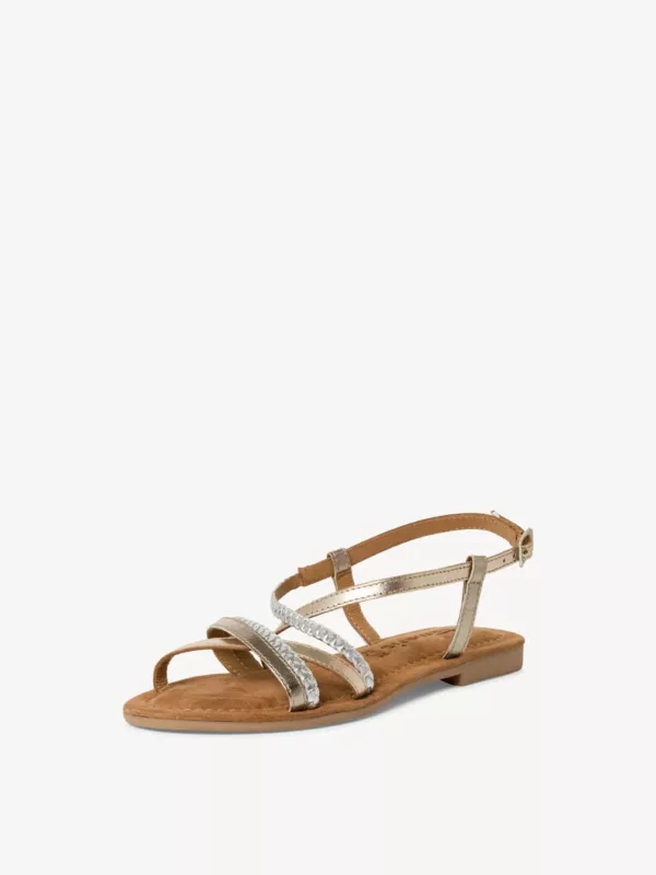 TAMARIS SANDALO BASSO PELLE PLATINO