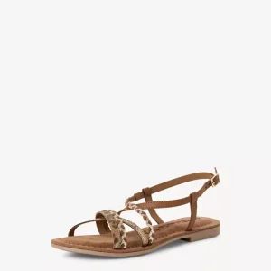 TAMARIS SANDALO BASSO PELLE COGNAC