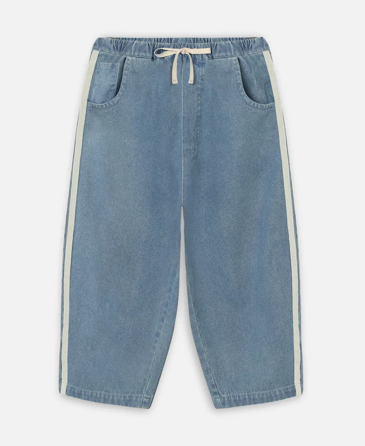 Pantalone in denim con righe laterali